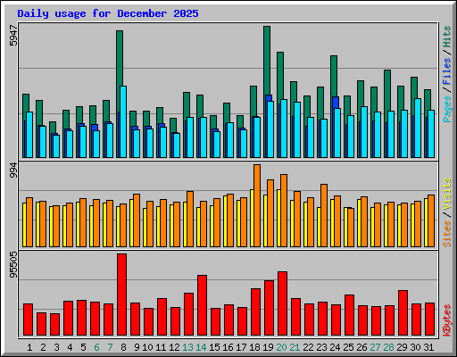 Daily usage for December 2025